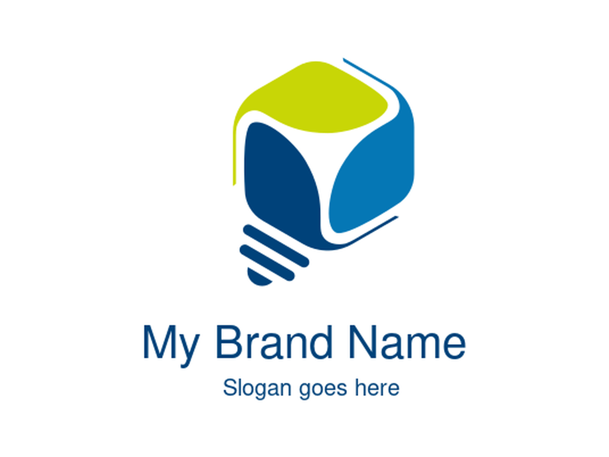 Modern Abstract Bulb Logo with Three Leaves in Blue and Green for Eco-Friendly, Energy, and Innovation Brands
